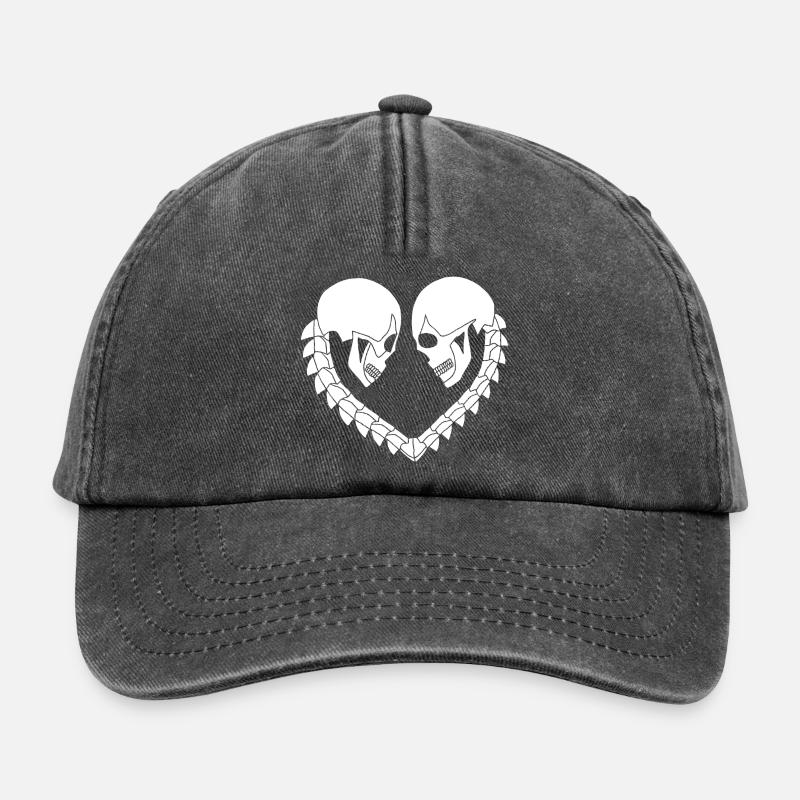 Herz aus weißen Schädeln - Relaxed Vintage Cap - Vintage Schwarz