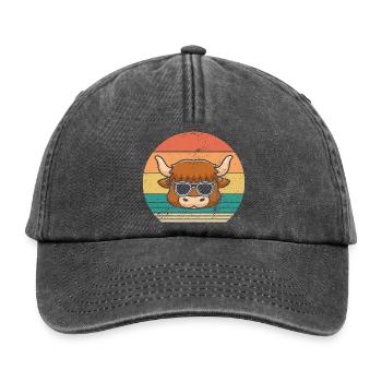 Bovins de buffle Bœufs - Casquette vintage décontractée - noir vintage - Devant