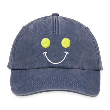 Visage Heureux du Tennis - Casquette vintage décontractée - vintage bleu jeans - Devant