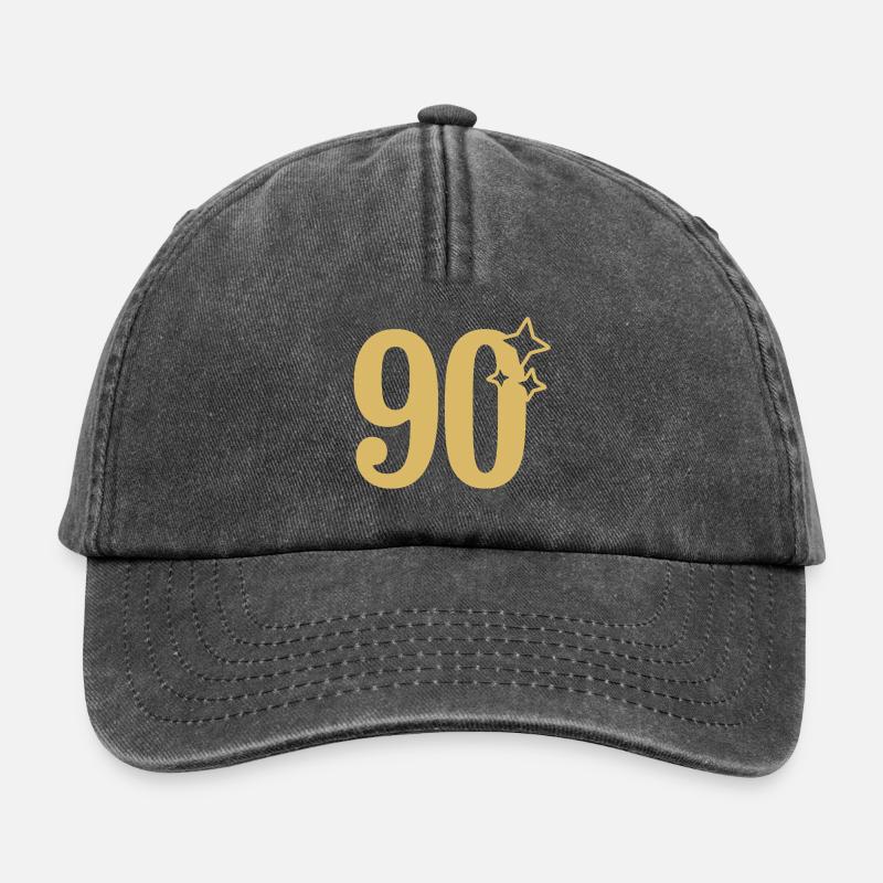 90e anniversaire 90e Étoile d’or - Casquette vintage décontractée - noir vintage