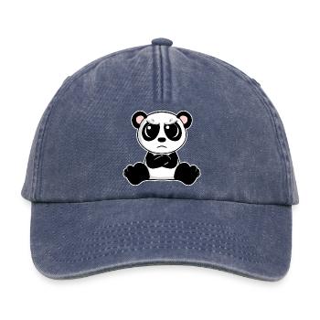 Le panda mignon est agacé - Casquette vintage décontractée - vintage bleu jeans - Devant