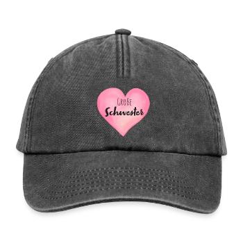 Große Schwester Herz - Relaxed Vintage Cap - Vintage Schwarz - Vorne