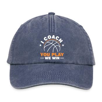 I Coach - You Play - We Win - Relaxed Vintage Cap - vintage denim - Front