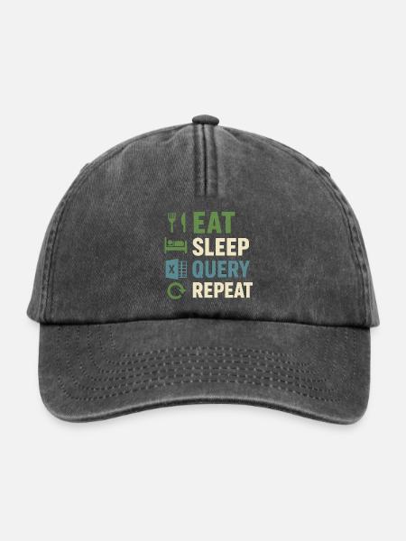 Eat Sleep Query Repeat - Relaxed Vintage Cap - Vintage Schwarz
