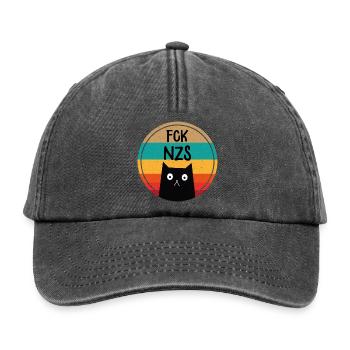 Art FCKNZS cat flag politics gift - Relaxed Vintage Cap - vintage black - Front