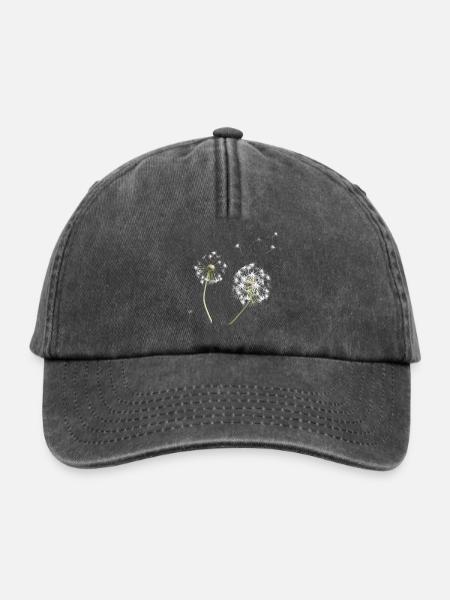 Weiße Löwenzahn-Silhouette - Relaxed Vintage Cap - Vintage Schwarz