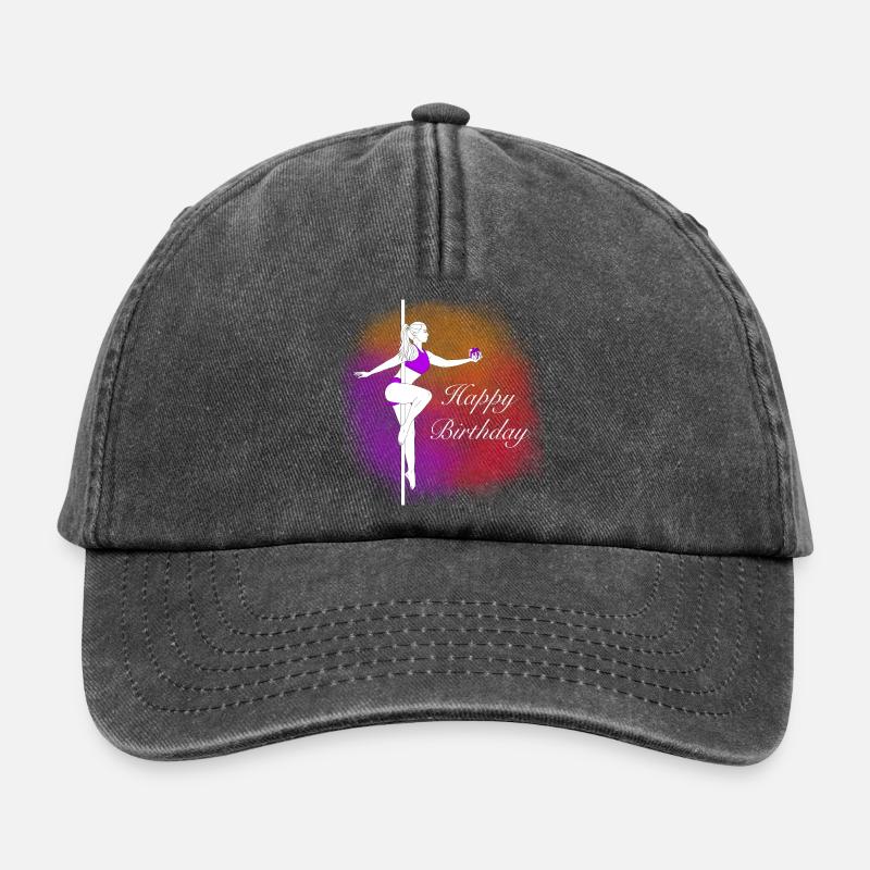 Pole Dance Birthday Gradient Illustration - Relaxed Vintage Cap - vintage black