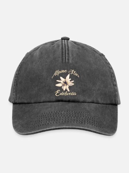Alpine Star Edelweiss – Alpenblume Design - Relaxed Vintage Cap - Vintage Schwarz