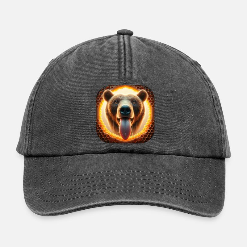 Hungriger Bär schaut durch eine Bienenwabe - Relaxed Vintage Cap - Vintage Schwarz