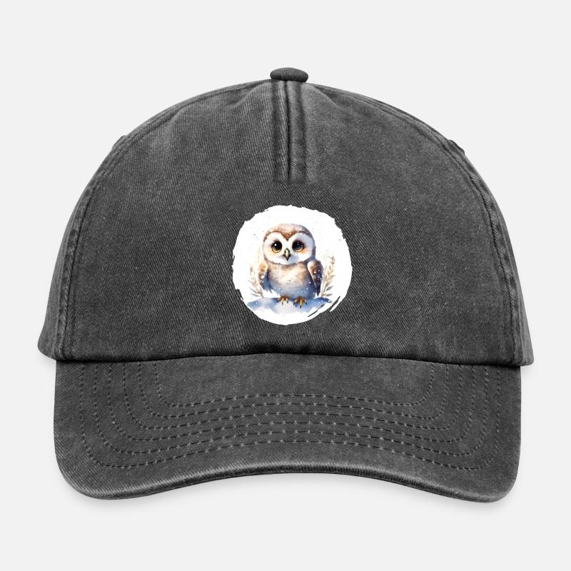 Schnee Eule Aquarell - Relaxed Vintage Cap - Vintage Schwarz