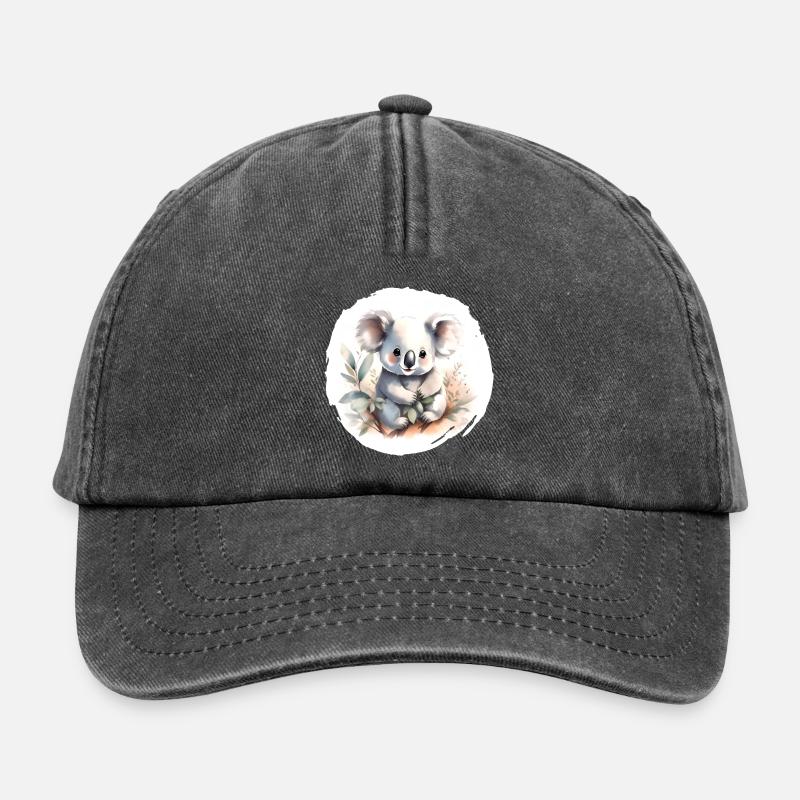 Koala Aquarell - Relaxed Vintage Cap - Vintage Schwarz