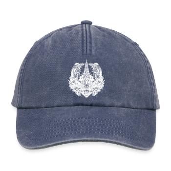 Mondschein hinter exotischem Thailand Tempel - Relaxed Vintage Cap - Vintage Denim - Vorne