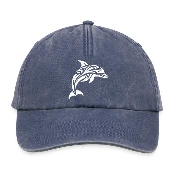 Saut Mignon Tatouage Dauphin - Casquette vintage décontractée - vintage bleu jeans - Devant