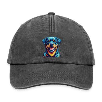 Rottweiler Chien Race Coloré Dessin Animé Kawaii - Casquette vintage décontractée - noir vintage - Devant