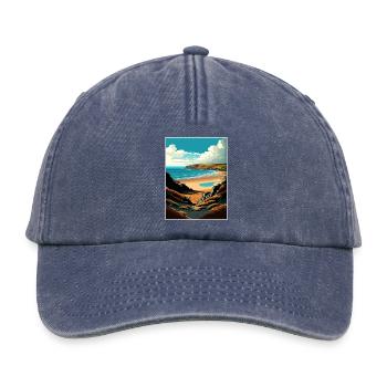 Gower Halbinsel Anob Reise Poster Souvenir WPA - Relaxed Vintage Cap - Vintage Denim - Vorne