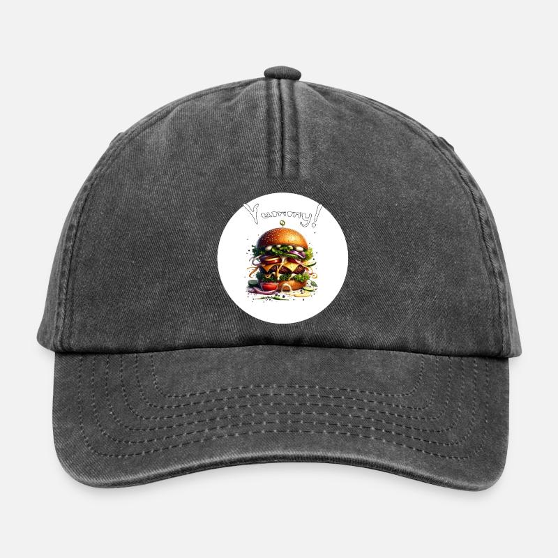 Yummy Burger Kunst - Relaxed Vintage Cap - Vintage Schwarz