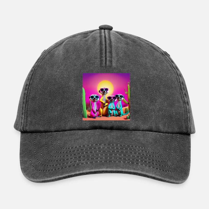 Erdmännchen, Erdmännchenfamilie, Erdmännchen-Humor - Relaxed Vintage Cap - Vintage Schwarz