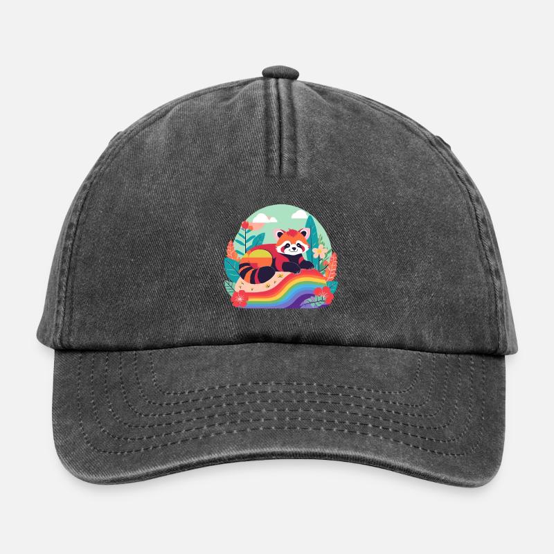 Regenbogenpanda in Ruhe - Relaxed Vintage Cap - Vintage Schwarz