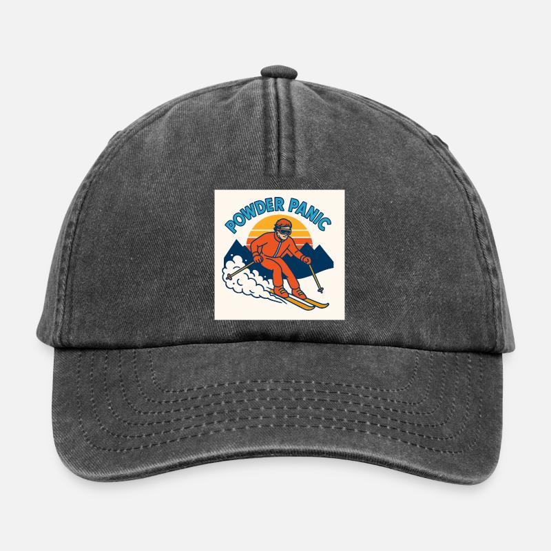 Powder Panic Retro Ski - Relaxed Vintage Cap - Vintage Schwarz