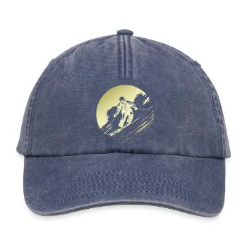 Ski Fahren Skiing Silhouette - Casquette vintage décontractée - vintage bleu jeans - Devant