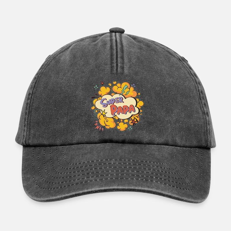 Super Papa Comic Explosion - Relaxed Vintage Cap - Vintage Schwarz