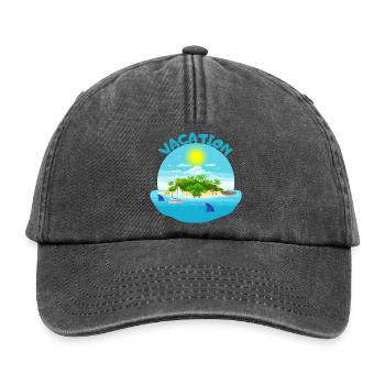 Conception de plage idyllique d’île tropicale - Casquette vintage décontractée - noir vintage - Devant