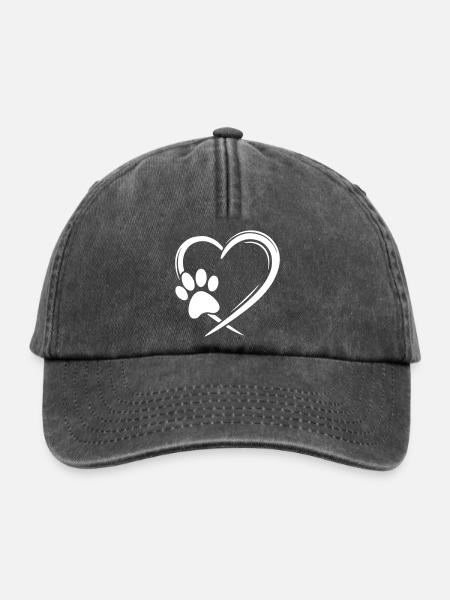 Herz Pfote - Relaxed Vintage Cap - Vintage Schwarz