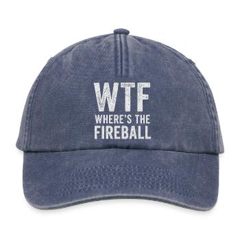 C’est quoi ce truc : Où est l’humour de la boule de feu - Casquette vintage décontractée - vintage bleu jeans - Devant