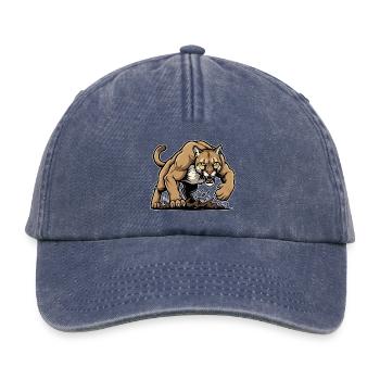 Cougar Mountain Lion Wild Mascot - Relaxed Vintage Cap - vintage denim - Front