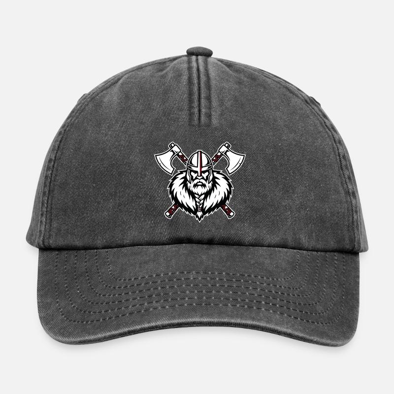 Wikinger-Axtmeister Krieger-Kreuzfahrer-Axt-Maskottchen - Relaxed Vintage Cap - Vintage Schwarz