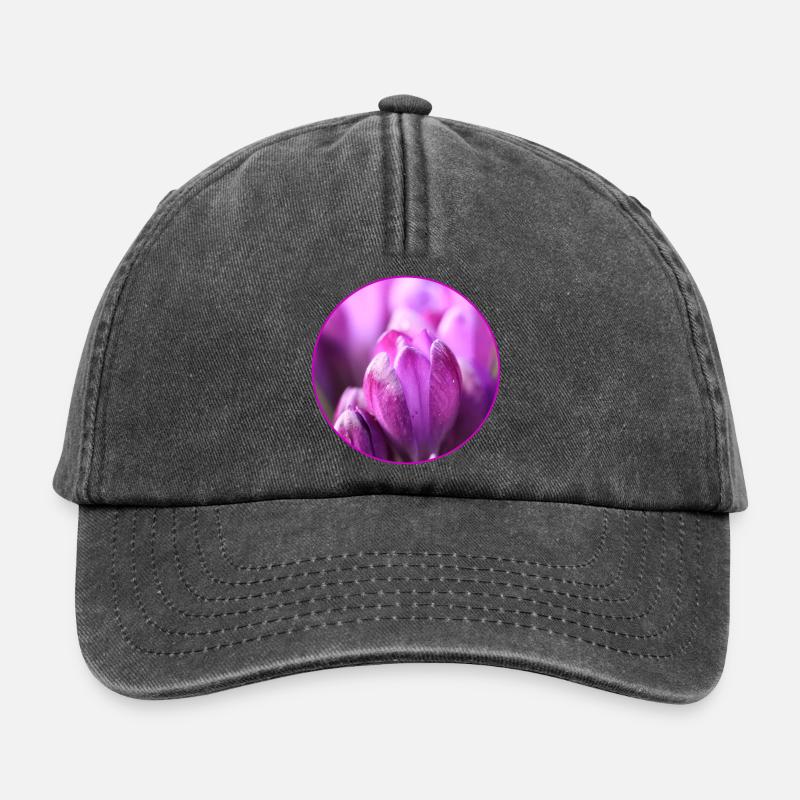 Crocus Crocus Fleurs violettes Crocus Bourgeon de crocus - Casquette vintage décontractée - noir vintage