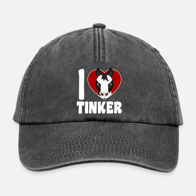 Ich liebe Tinkerpferde - Herz - Relaxed Vintage Cap - Vintage Schwarz