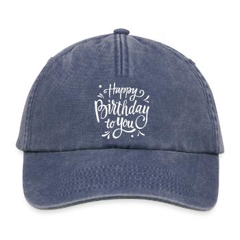 Birthday Script Handwritten Celebration - Relaxed Vintage Cap - vintage denim - Front