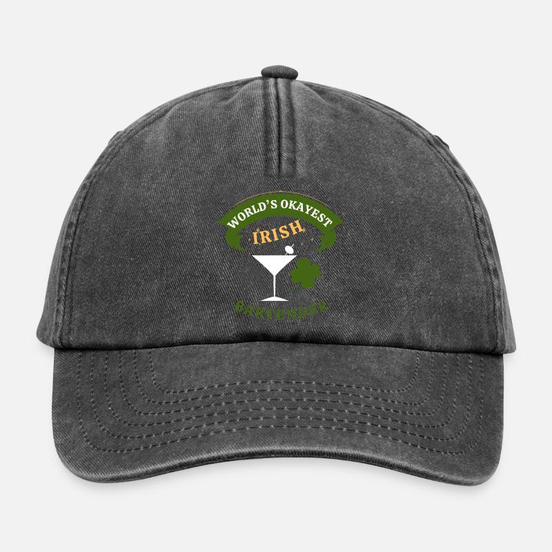 Irish Bartender - the okayest Irish Bartender - Relaxed Vintage Cap - vintage black