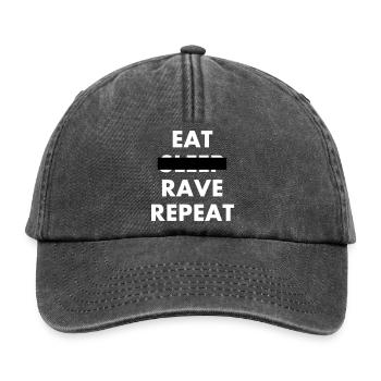 EAT - RAVE REPEAT - Relaxed Vintage Cap - Vintage Schwarz - Vorne