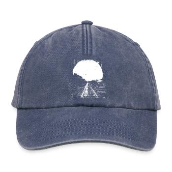 Railway Drawing - Relaxed Vintage Cap - vintage denim - Front