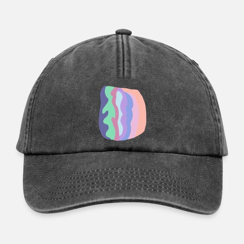Pastel Wave Layers - Relaxed Vintage Cap - vintage black