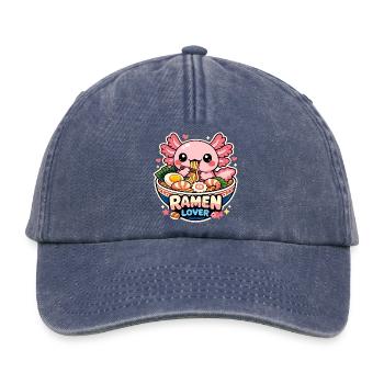 Axolotl Kawaii Ramen Food Cute Gift - Relaxed Vintage Cap - vintage denim - Front