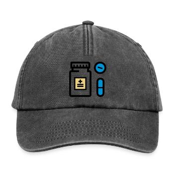 Pillen, Medikamente, Medizin, Drogen, Pillendose - Relaxed Vintage Cap - Vintage Schwarz - Vorne