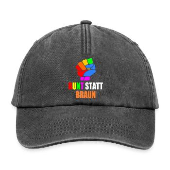 bunt statt braun - Relaxed Vintage Cap - Vintage Schwarz - Vorne