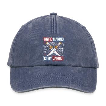 Passion for knives and blacksmithing - Relaxed Vintage Cap - vintage denim - Front