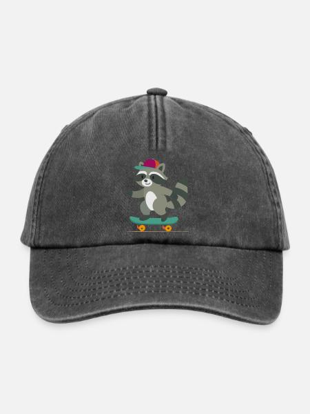Skateboard-Waschbär mit Basecap - Relaxed Vintage Cap - Vintage Schwarz