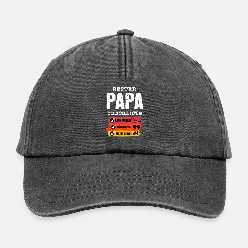 Bester Papa Checkliste  - Relaxed Vintage Cap - Vintage Schwarz