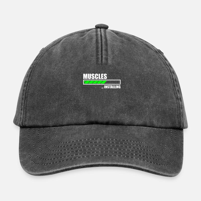 Installing Muscles Funny Gym - Relaxed Vintage Cap - Vintage Schwarz