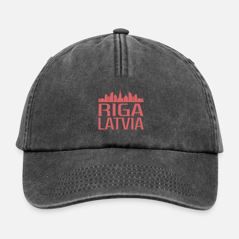 Stylish Riga Skyline Illustration - Relaxed Vintage Cap - vintage black