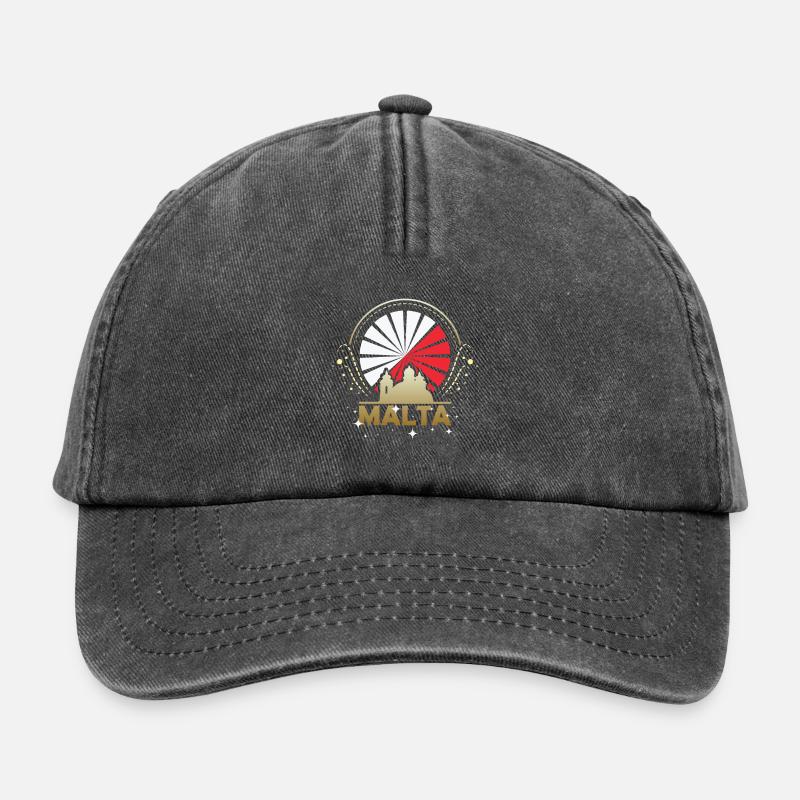 Île de Malte - Casquette vintage décontractée - noir vintage
