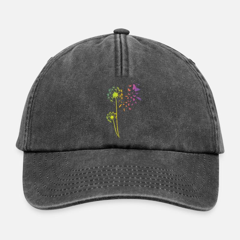 Pusteblume Tattoo Dandelion Regenbogen Löwenzahn - Relaxed Vintage Cap - Vintage Schwarz