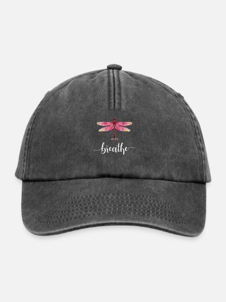 Just Libelle Breathe Insekt Yoga Meditation Sommer - Relaxed Vintage Cap - Vintage Schwarz