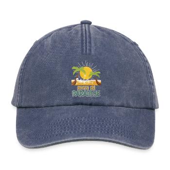 Death in Paradise – Skelett Urlaub Vibes - Relaxed Vintage Cap - Vintage Denim - Vorne