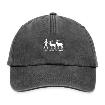 Ich Meine Follower Jäger Hirsch Züchter Rotwild - Relaxed Vintage Cap - Vintage Schwarz - Vorne